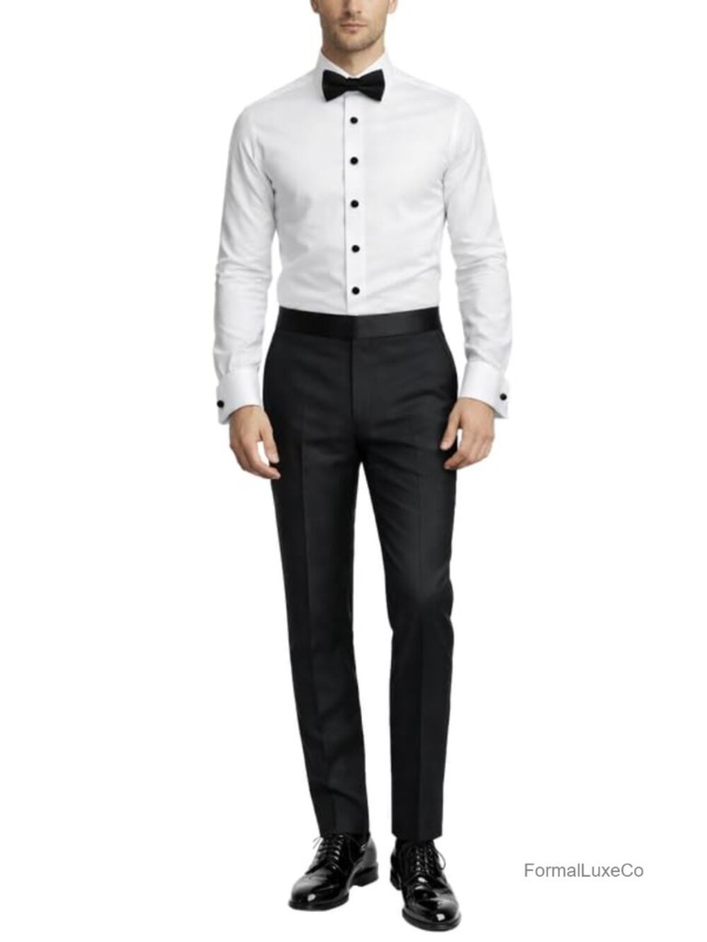 Slim Fit French Cuff Tuxedo Shirt with Cufflinks & Bow Tie